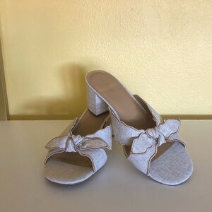 Like new J.CREW Beige Bow mules s.10